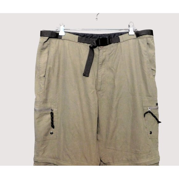 Alpine Khaki Convertible Pants Shorts XL Tan Belted Zip Off legs Light Weight - Picture 2 of 7